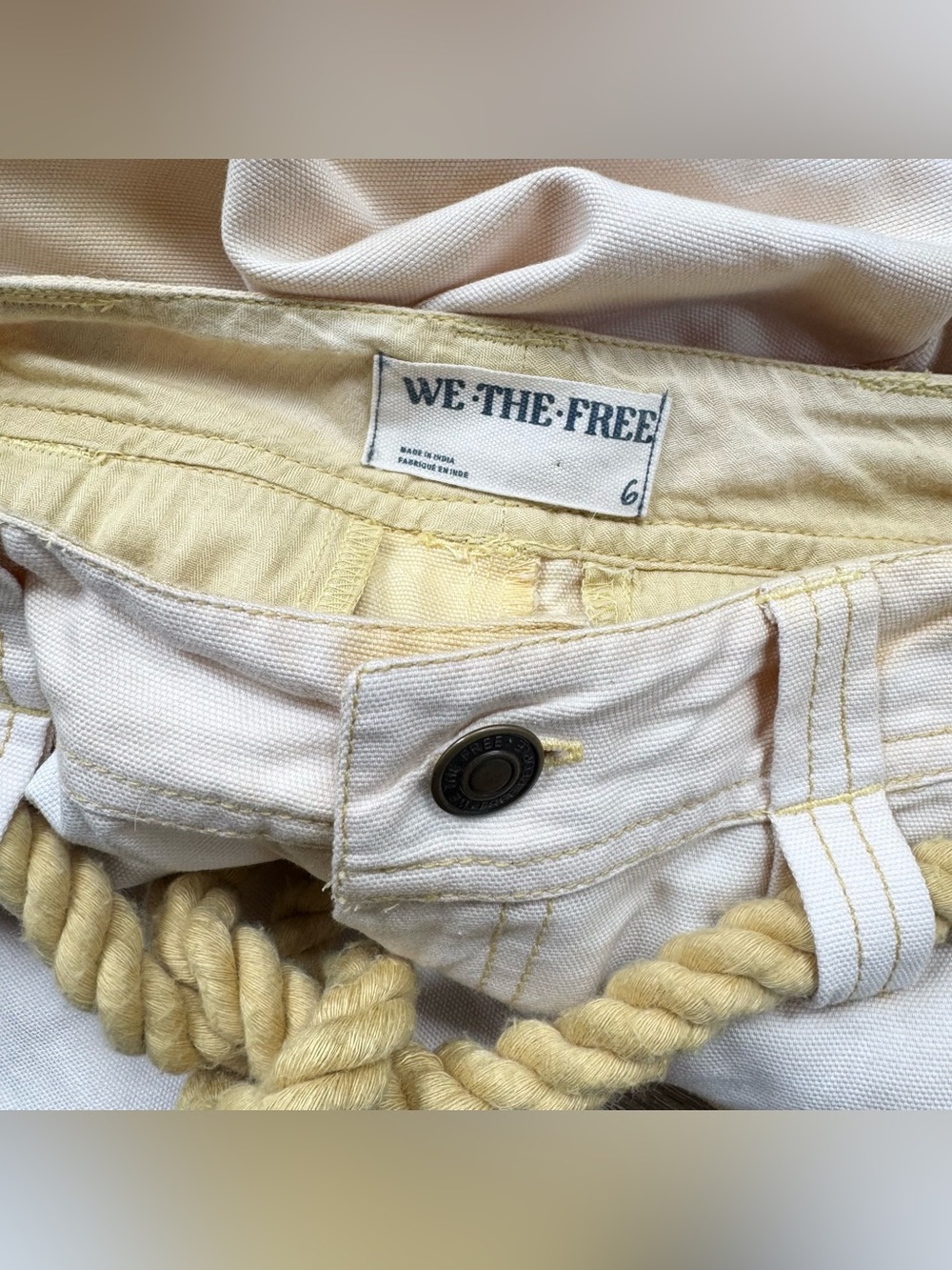 Free People Low-Rise Embroidered Wide-Leg Drawstring Pants Electric Sands 6 - Picture 10 of 14